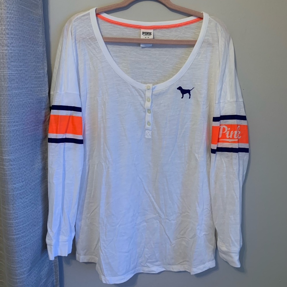 PINK! Long Sleeve Henley Shirt